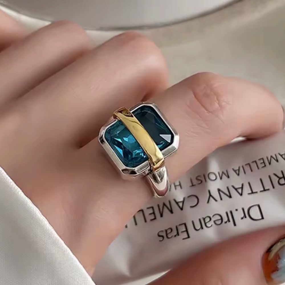 The Best Seller amazing two tone 925 adjustable ring with lab created stone